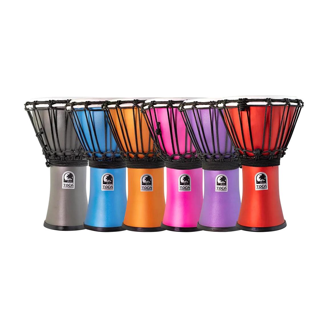 Toca TFCDJ-7MTPK Freestyle Color Sound Matte Series 7 Inch Djembe Set of 6