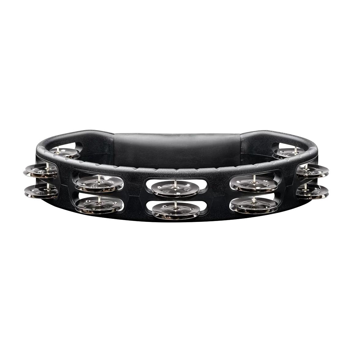 Meinl Percussion HTMT1BK Handheld ABS Plastic Tambourine with Guiro Style Frame, Single Row Steel Jingles,Black