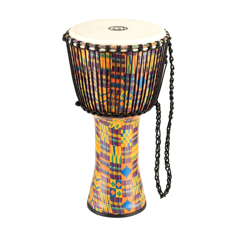 Meinl Percussion PADJ2-L-G 12" Rope Tuned Travel Series Djembe w/Goat Skin Head, Kenyan Quilt