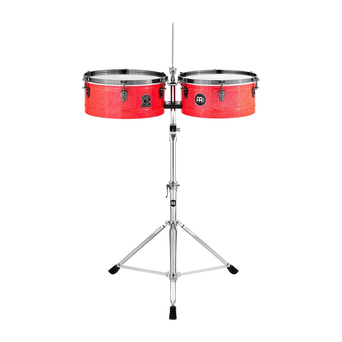 Meinl Percussion MR1415 Manolito Rodriguez Artist Series 14" / 15" Timbales with Stand, Atomic Red