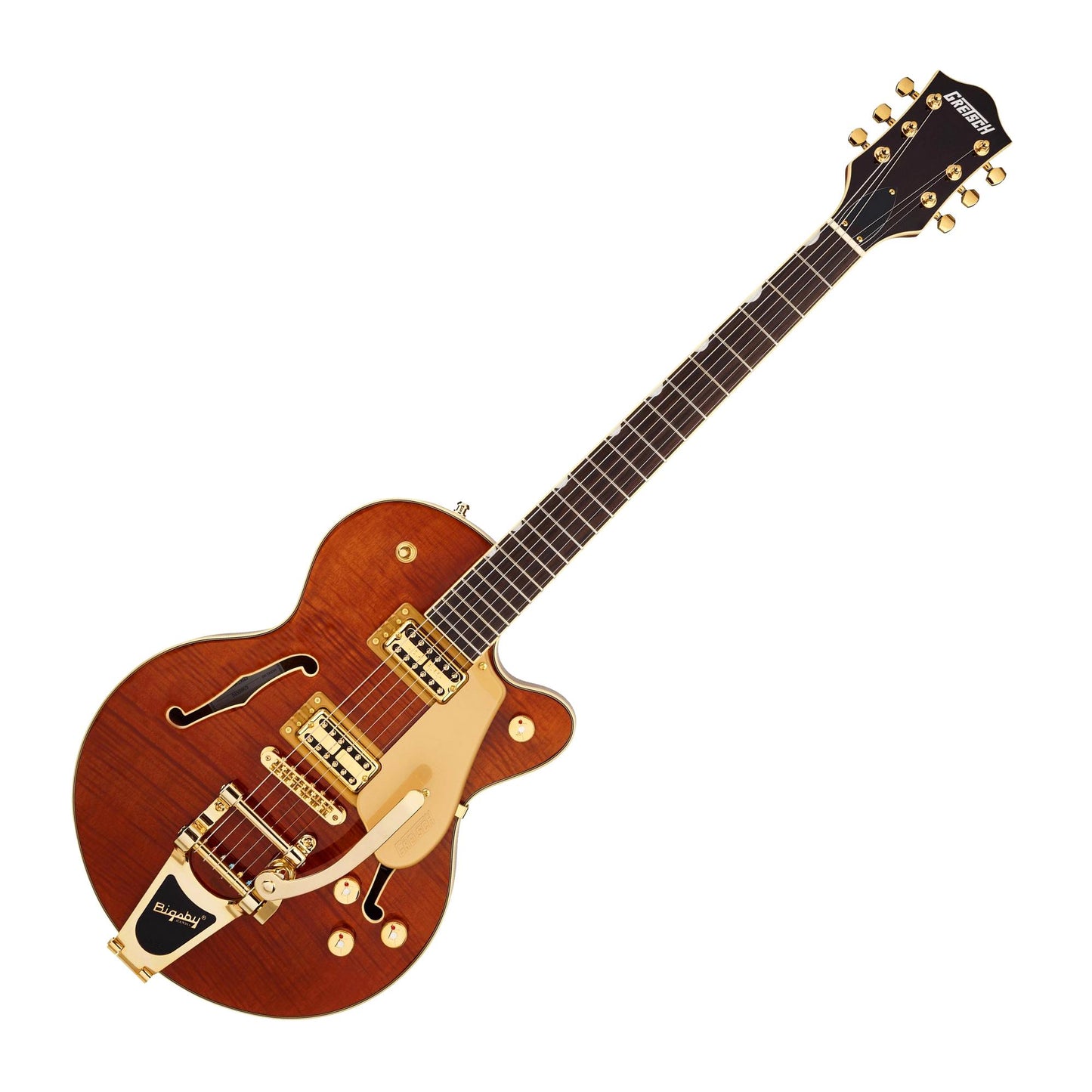 Gretsch Electromatic Broadkaster Jr. Single-Cut Semi-Hollow Body Electric Guitar w/Bigsby, Laminated Flame Okourne