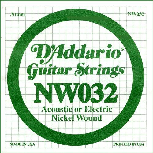 D'Addario NW032 Nickel Wound Electric Guitar Single String, .032