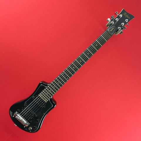 [USED] Hofner HCT-SH-DLX-BK-O Deluxe Shorty Electric Travel Guitar w/Gig Bag, Black