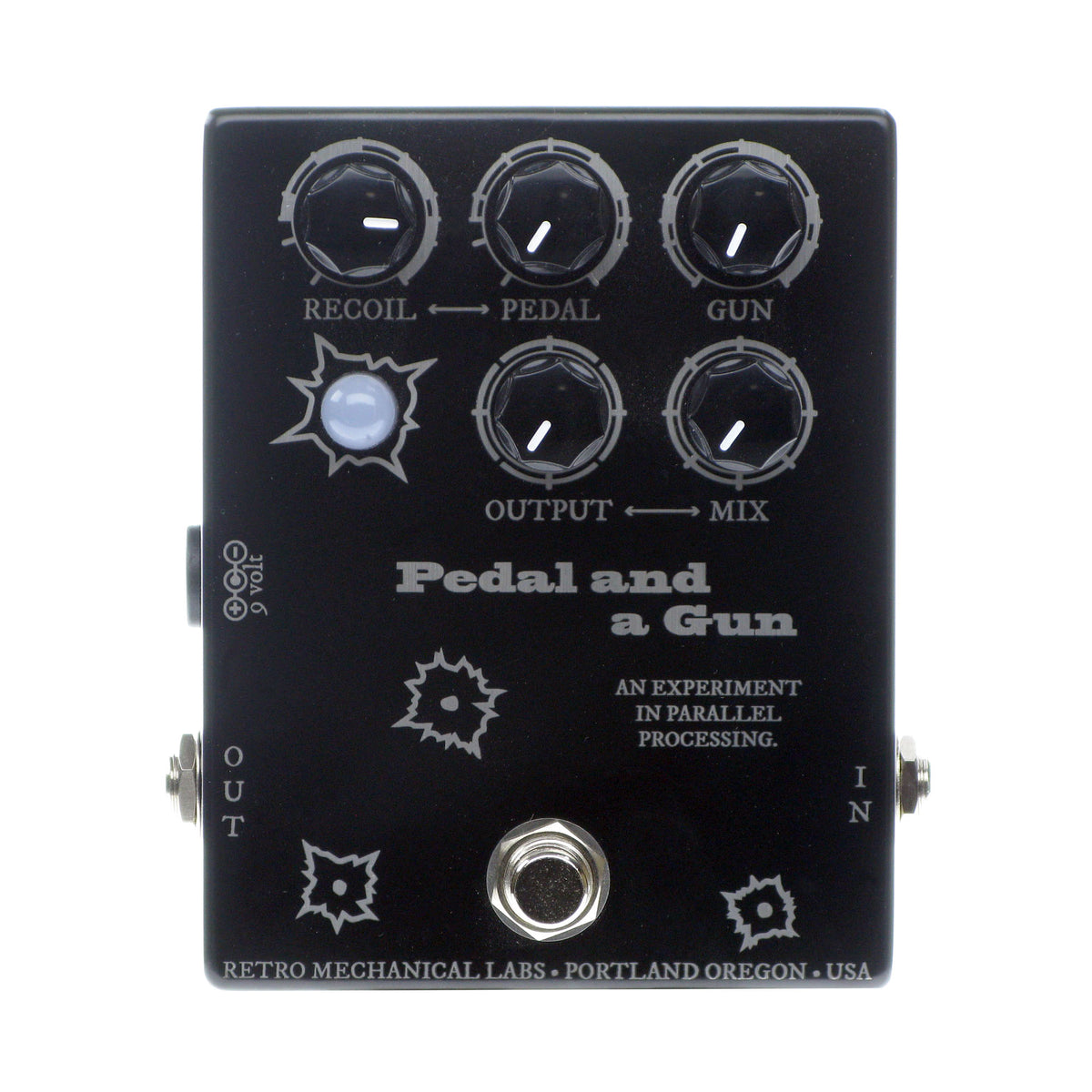 Retro Mechanical Labs Pedal And A Gun 2.0, Fallout Black guitar