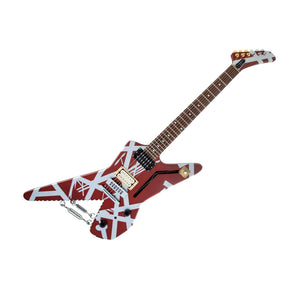 EVH Striped Series Shark Electric Guitar, Burgundy w/ Silver Stripes