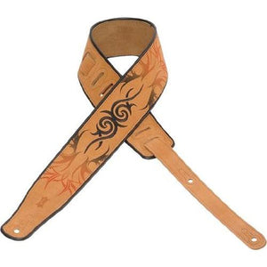 Levy's 2.5" Suede Guitar Strap, Embroidered Tribal
