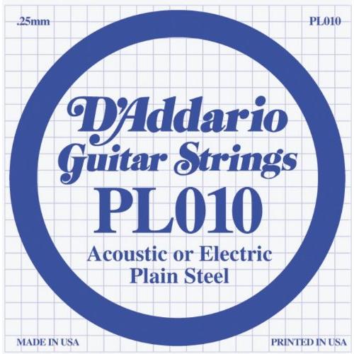 D'Addario PL010 Plain Steel Guitar Single String, .010