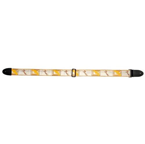 Fender 2-Inch Monogrammed Strap, White/brown/yellow