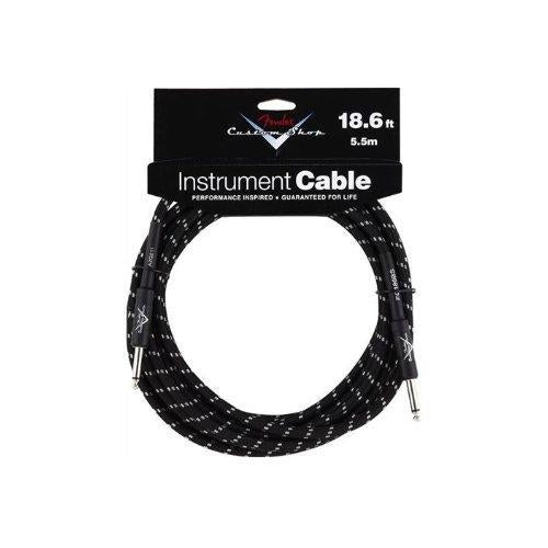 FENDER GUITAR INSTRUMENT CABLE, BLACK TWEED, 18.6 FOOT