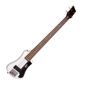 Hofner HCT-SHB-WH-O Shorty Electric Travel Bass Guitar w/Gig Bag, White