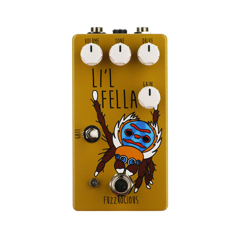 Fuzzrocious Pedals Lil Fella Overdrive Distortion Fuzz, Gold