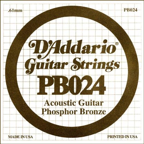 D'Addario PB024 Phosphor Bronze Wound Acoustic Guitar Single String, .024