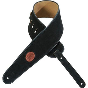 Levy's 4" Suede Guitar Strap with Leather Piping, Black