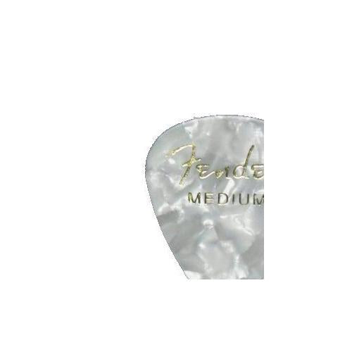 Fender 351 Premium Celluloid Guitar Picks, 12 Pack, White Moto, Medium