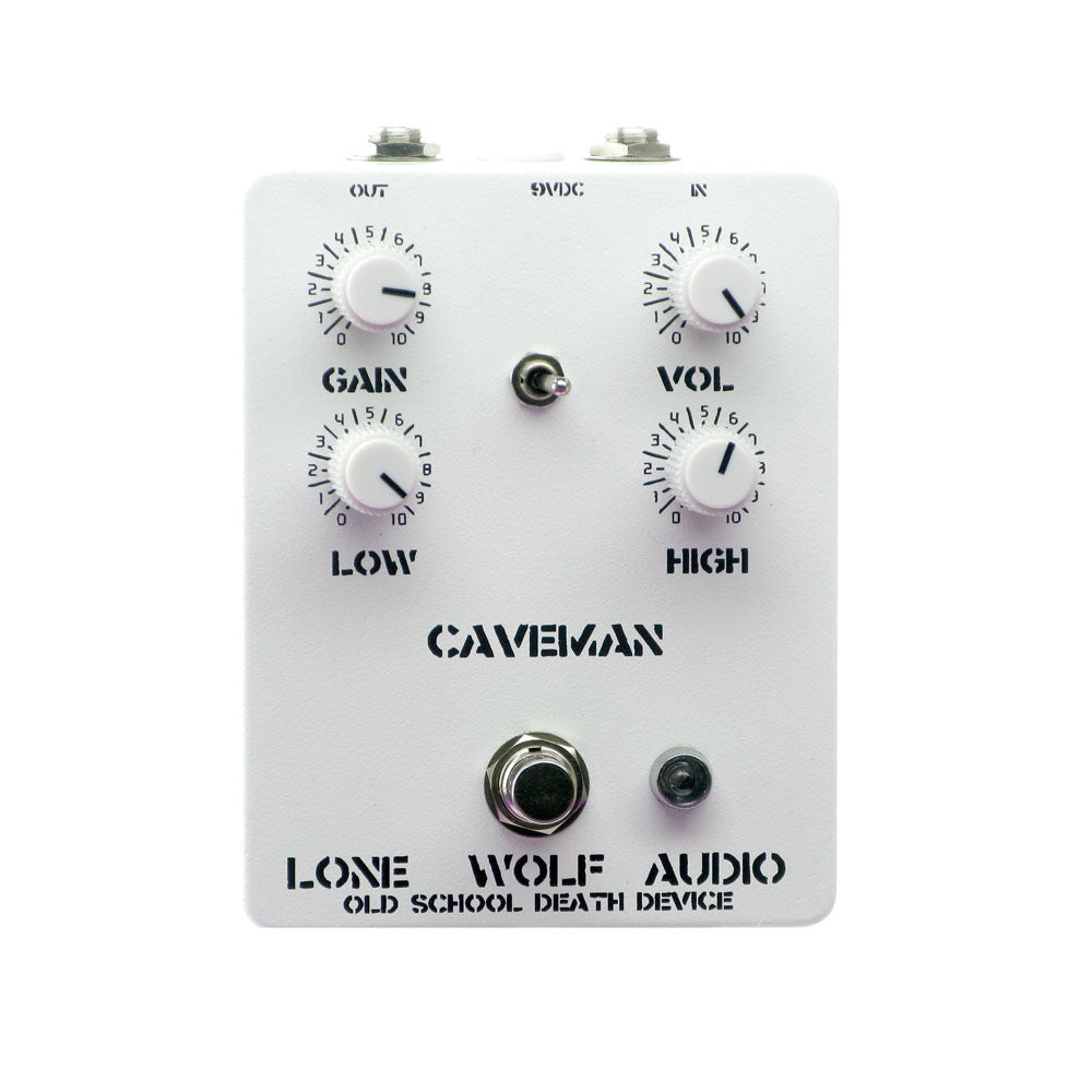 death metal distortion pedal Lone Wolf Audio Caveman Death Metal Distortion, White (Gear Hero Exclu