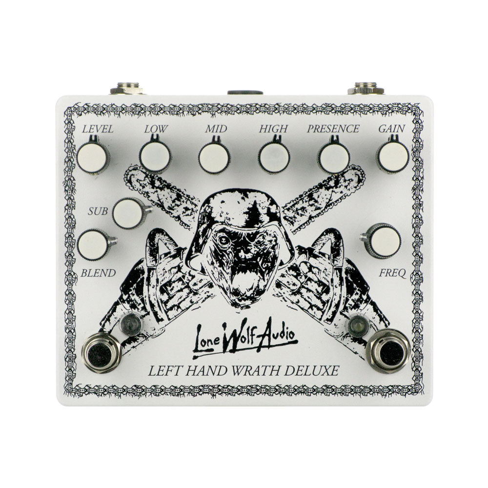 lone wolf pedals Lone Wolf Audio Left Hand Wrath Deluxe Distortion V3, White (Gear Hero Exclusive)