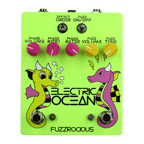 Fuzzrocious Pedals Electric Ocean Fuzz Phaser, Neon Yellow