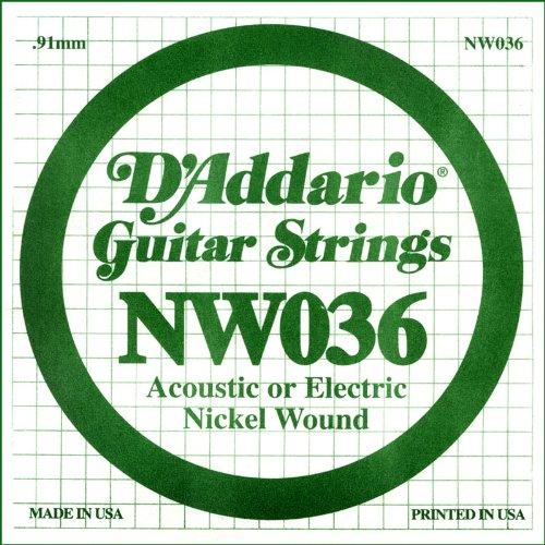 D'Addario NW036 Nickel Wound Electric Guitar Single String, .036