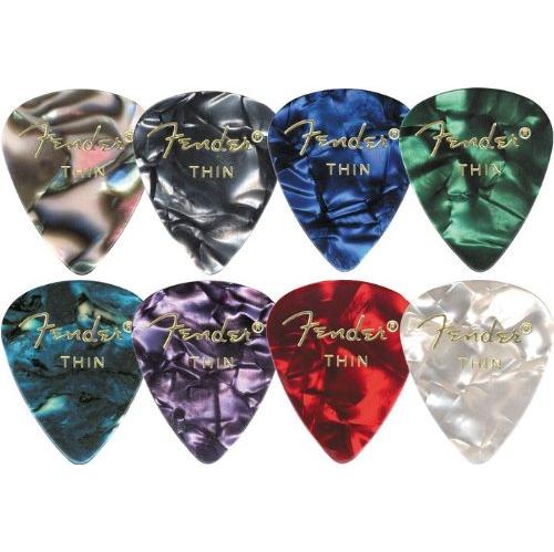Fender 351 Premium Guitar Picks, 12 Pack, Abalone, Thin
