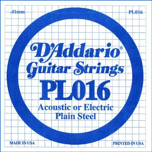 D'Addario PL016 Plain Steel Guitar Single String, .016
