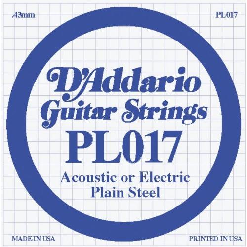 D'Addario PL017 Plain Steel Guitar Single String, .017