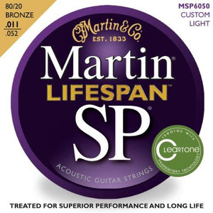 Martin 6050 SP Lifespan 80/20 Bronze Acoustic Guitar Strings, 11-52, Custom Light