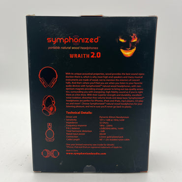 Symphonized Wraith 2.0 Bluetooth Genuine Wood Wireless Headphones with 3.5mm Cable Included for Wired Use