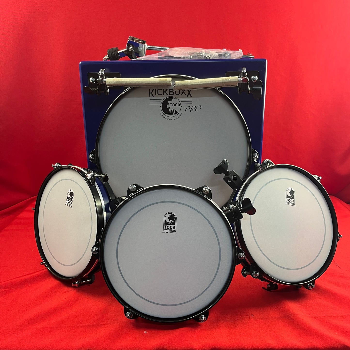 [USED] Toca Kickboxx Pro Suitcase Travel Drum Set, Blue (See Description)