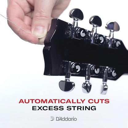 D'Addario Auto-Trim Tuning Machines Locking Tuners for Guitars Set of 6 In Line, Chrome