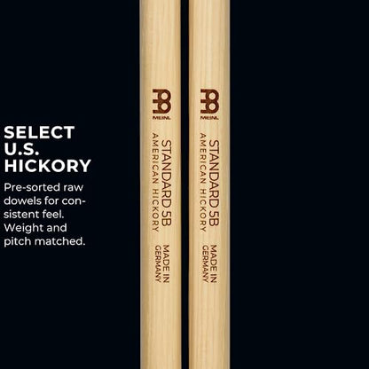 Meinl Stick & Brush SB102 Standard 5B Drumsticks American Hickory with Acorn Shape Wood Tip