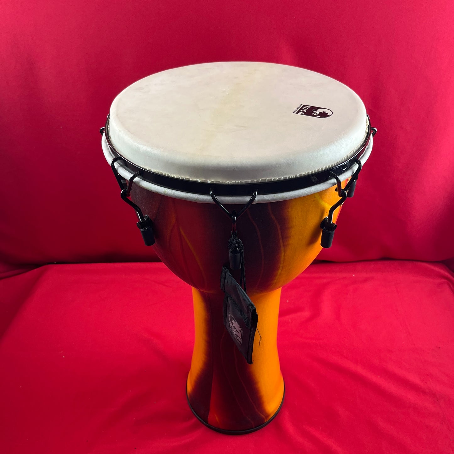 [USED] Toca SFDMX-14FB Mechanically Tuned 14-Inch Djembe w/Bag, Bali Red (See Description)