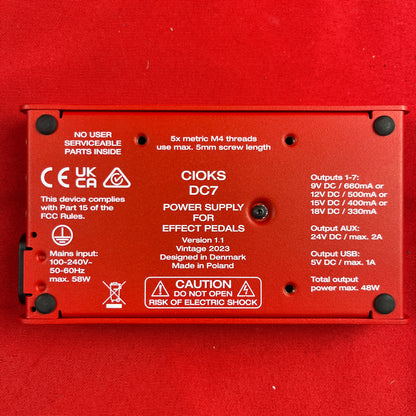 [USED] CIOKS DC7 Pedal Power Supply, Red (Gear Hero Exclusive) (See Description)