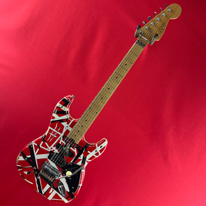 [USED] EVH Striped Series Frankie Electric Guitar, Red Black and White Stripe