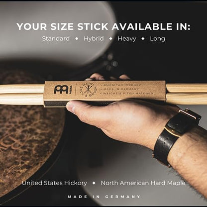 Meinl Stick & Brush SB102 Standard 5B Drumsticks American Hickory with Acorn Shape Wood Tip
