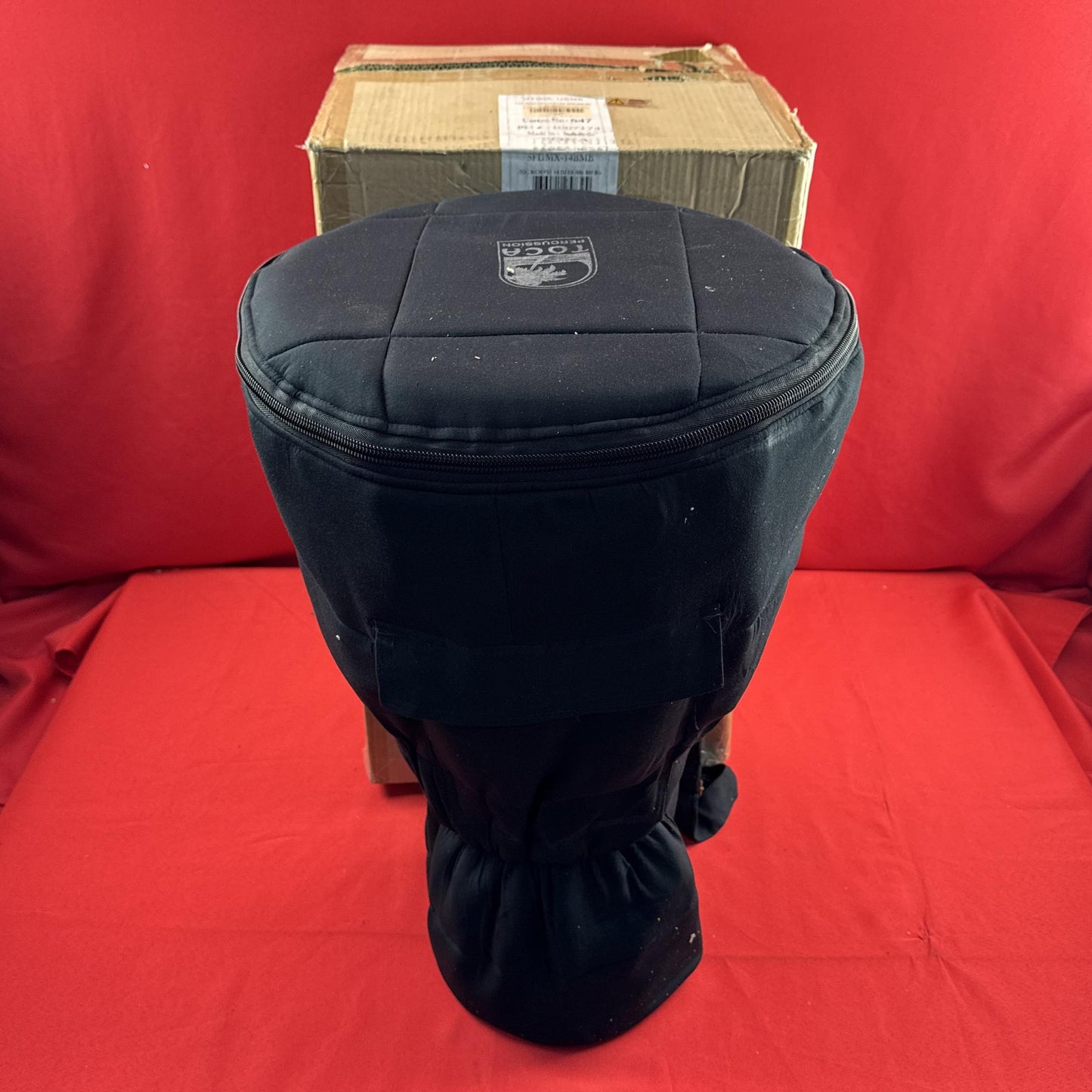 [USED] Toca SFDMX-14BMB Mechanically Tuned 14-Inch Djembe w/Bag, Black Mamba (See Description)