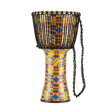 Meinl Percussion PADJ2-L-G 12" Rope Tuned Travel Series Djembe w/Goat Skin Head, Kenyan Quilt