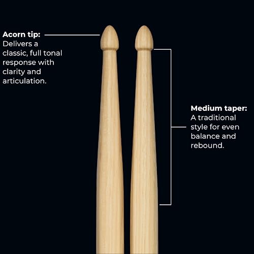 Meinl Stick & Brush SB102 Standard 5B Drumsticks American Hickory with Acorn Shape Wood Tip