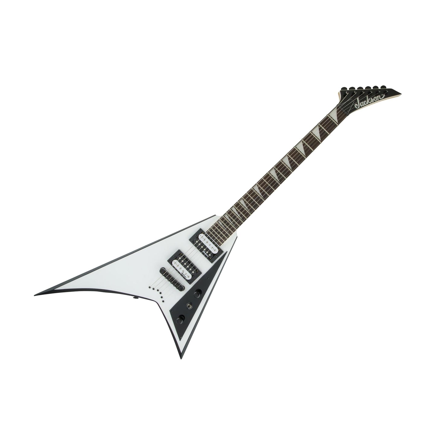 Jackson JS32T JS Series Rhoads Electric Guitar, White w/Black Bevels