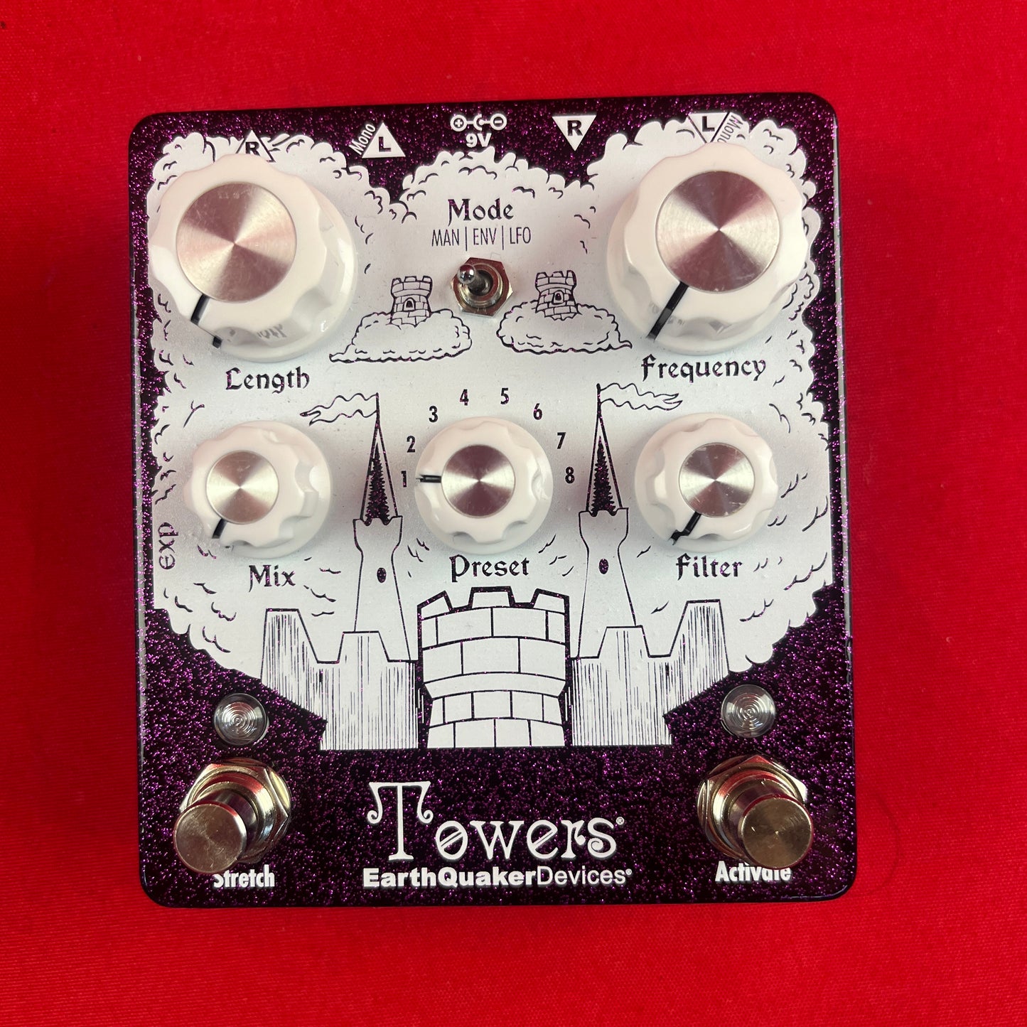 [USED] EarthQuaker Devices Towers V1 Stereo Reverberant Filter, Purple Sparkle (Gear Hero Exclusive)