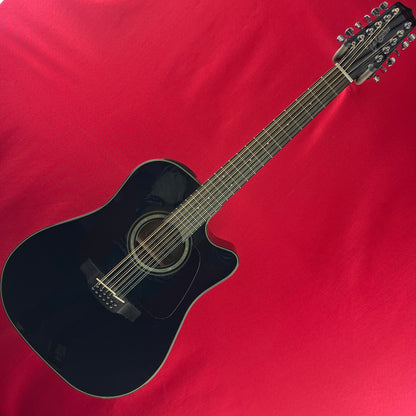 [USED] Takamine GD30CE-12 BLK Dreadnought Cutaway 12 String Acoustic Electric Guitar, Black (See Description)