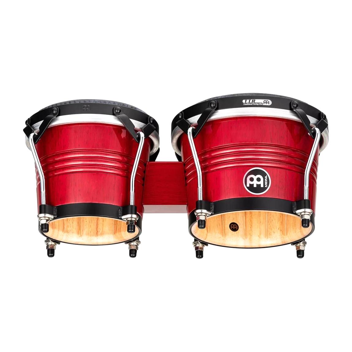 Meinl Percussion WBTR300WR 6 3/4" & 8" Marathon Traditional Wood Bongo, Wine Red