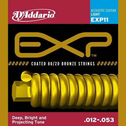 D'Addario EXP11 Coated Acoustic Guitar Strings, 80/20, Light