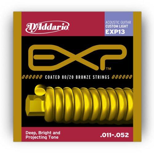 D'Addario EXP13 Coated Acoustic Guitar Strings, 80/20 Custom Light