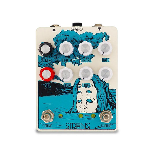 Pine-Box Customs Sirens V2 Chorus Vibrato Overdrive, White/Blue