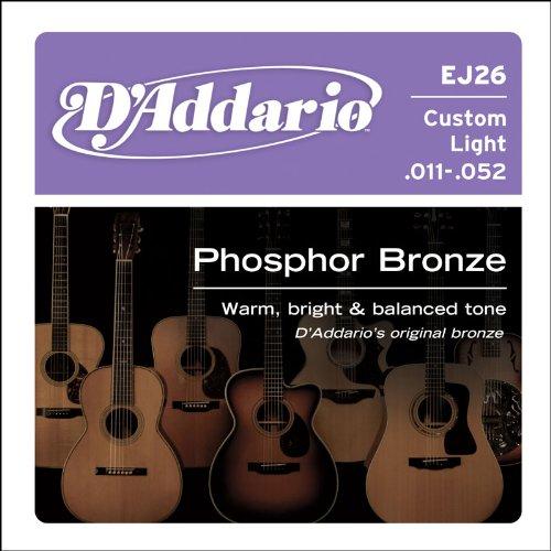 D'Addario EJ26 Phosphor Bronze Acoustic Guitar Strings, Custom Light .011-.052