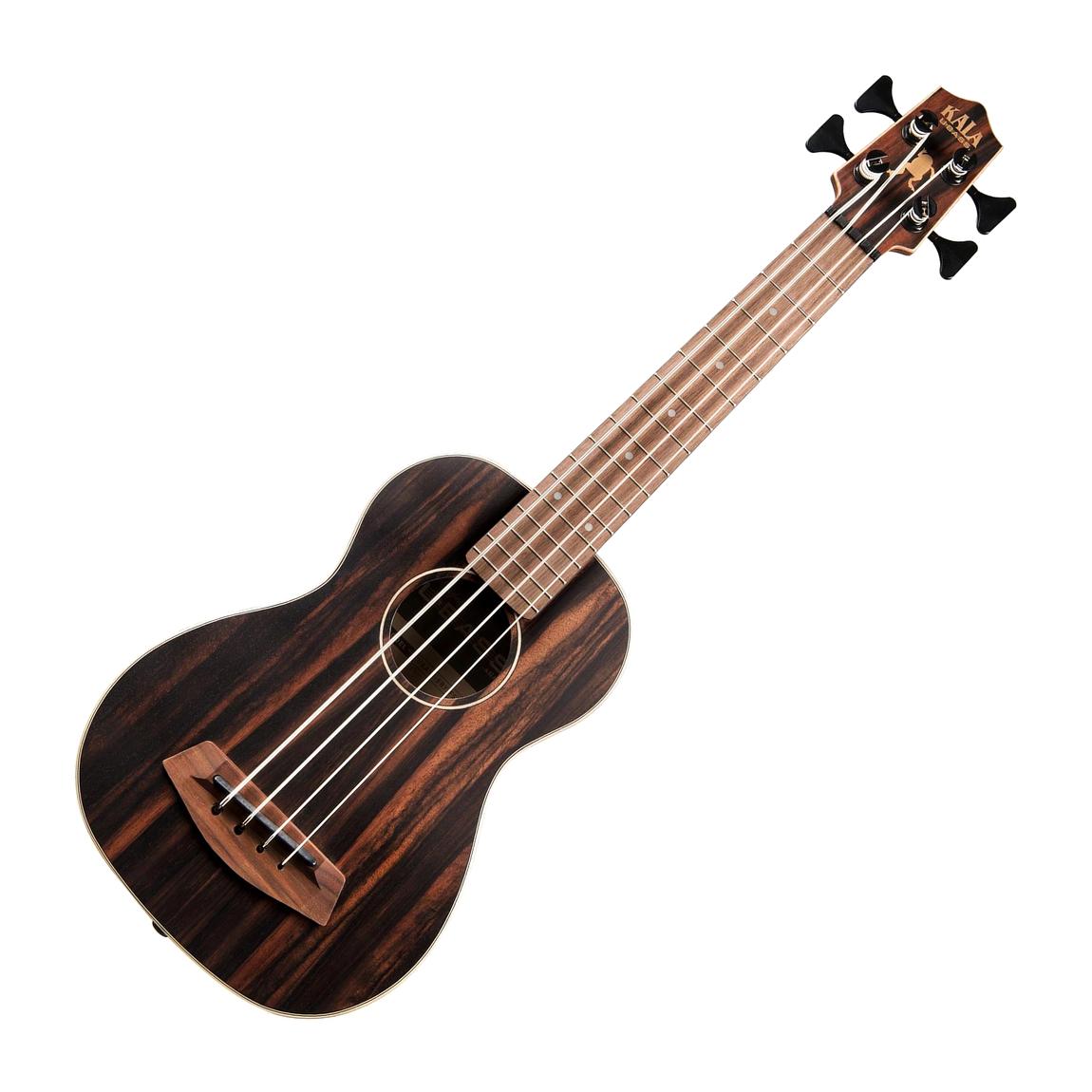 Kala UBASS-EBY-FSRW Acoustic-Electric Ukulele Bass, Striped Ebony