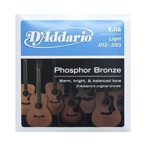 D'Addario EJ16 Phosphor Bronze Acoustic Guitar Strings, Light .012-.053