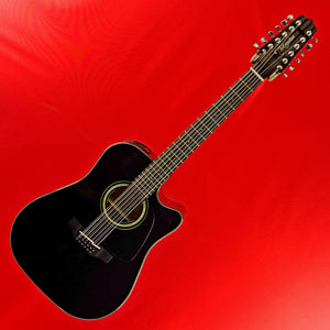 [USED] Takamine GD30CE-12 BLK Dreadnought Cutaway 12 String Acoustic Electric Guitar, Black (See Description)