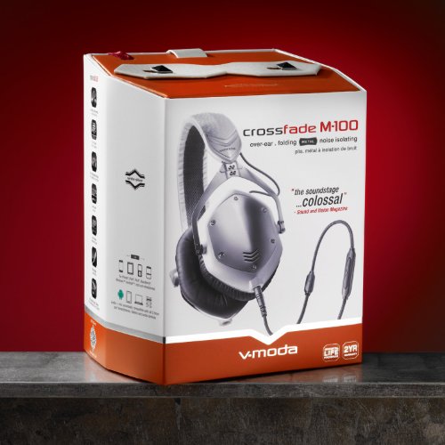 V-MODA Crossfade M-100 Over-Ear Noise-Isolating Metal Headphone (White Silver)