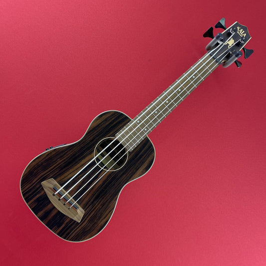 [USED] Kala UBASS-EBY-FSRW Acoustic-Electric Ukulele Bass, Striped Ebony